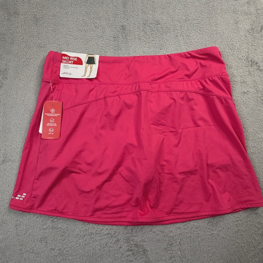 NWT BCG Womens Mid Rise Skort Pink Athletic Golf Tennis Skirt UPF 50 Wicking‎